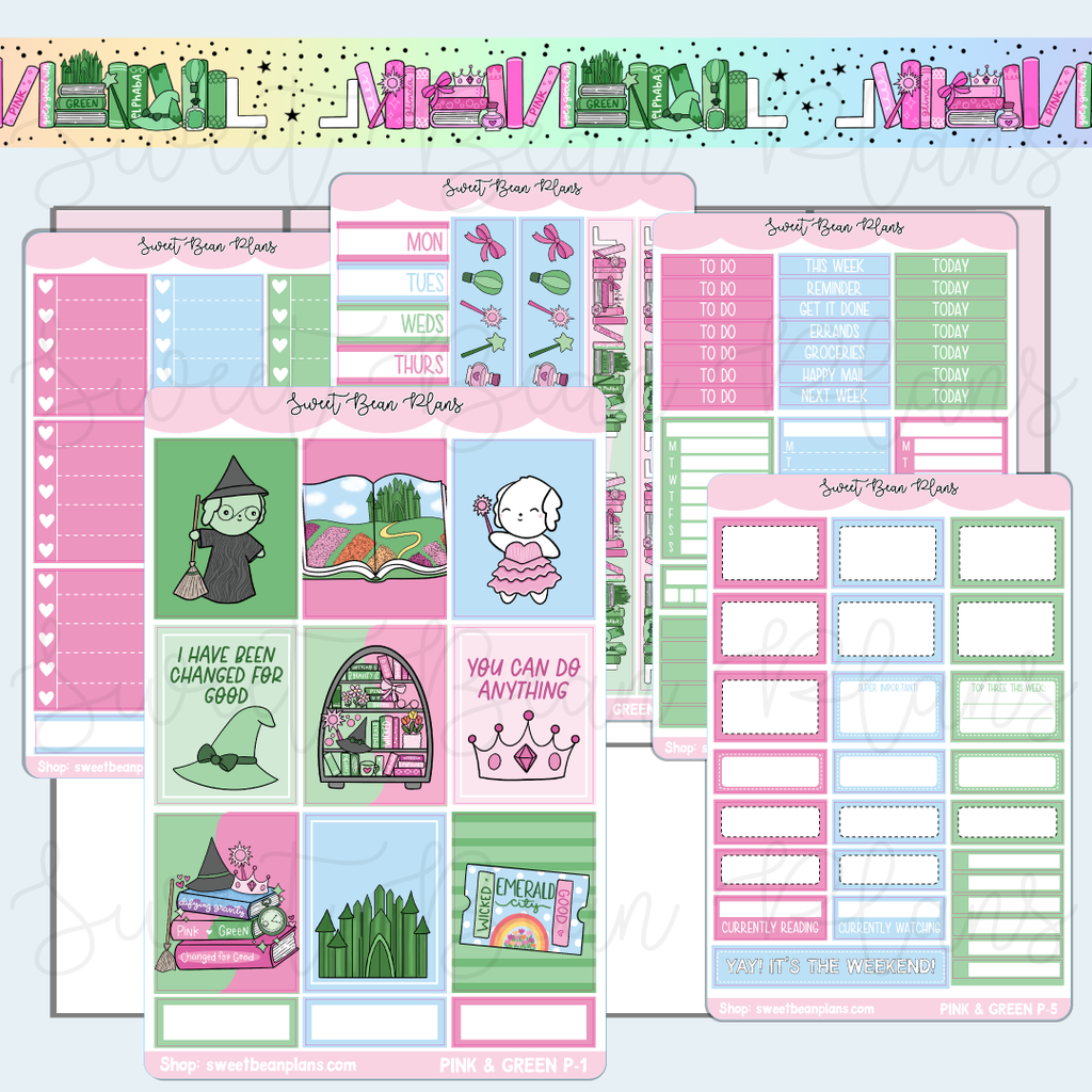 Pink & Green Weekly Kit Vinyl Planner Stickers