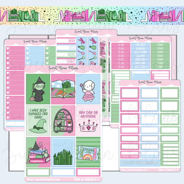 Pink & Green Weekly Kit Vinyl Planner Stickers