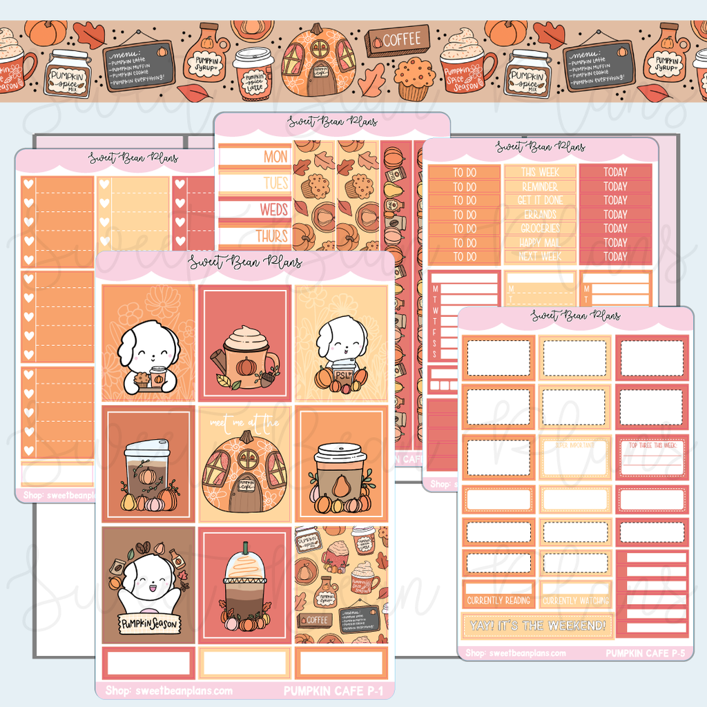 Pumpkin Cafe Weekly Kit Vinyl Planner Stickers