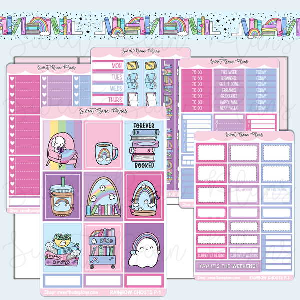 Rainbow Ghosts Weekly Kit Vinyl Planner Stickers
