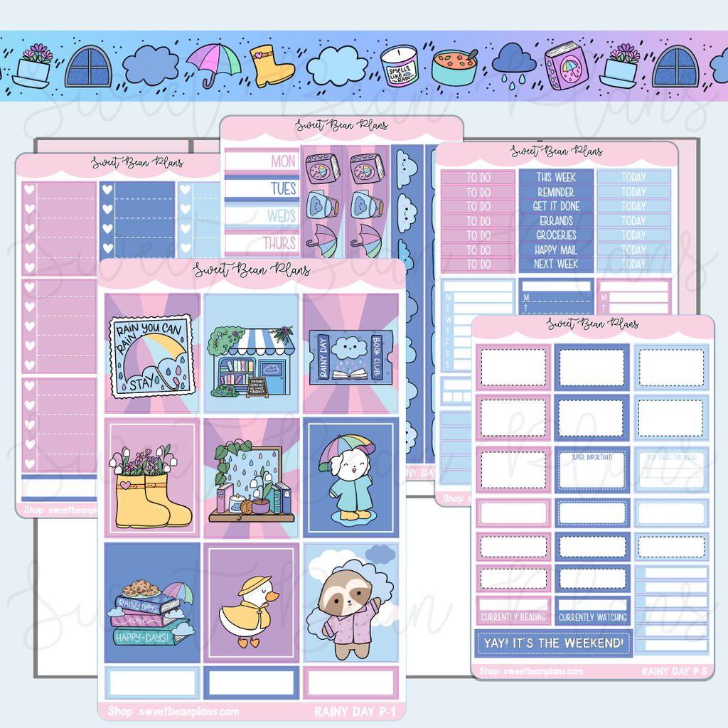 Rainy Day Weekly Kit Vinyl Planner Stickers
