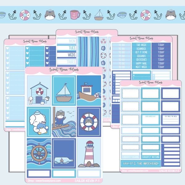 Sailor Kevin Weekly Kit Vinyl Planner Stickers