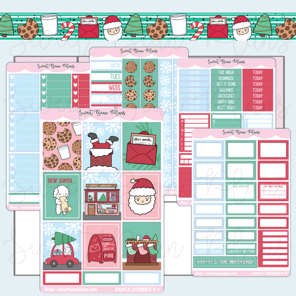 Santa Cookies Weekly Kit Vinyl Planner Stickers