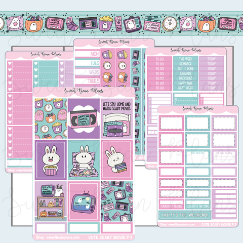 Cute Scary Movie Weekly Kit Vinyl Planner Stickers