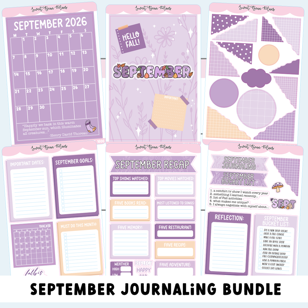 September 2026 JOURNALING Bundle (6 Pages)