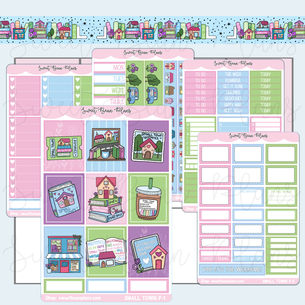 Small Town Romance Weekly Kit Vinyl Planner Stickers