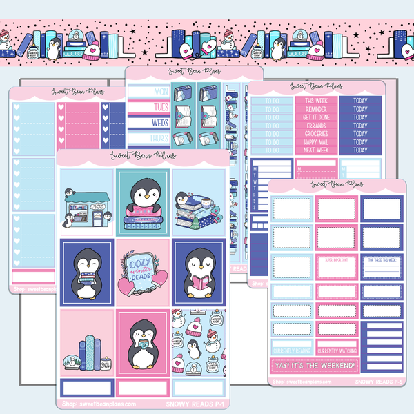 Snowy Reads Weekly Kit Vinyl Planner Stickers