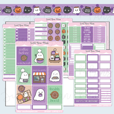 Spooky Coffee Weekly Kit Vinyl Planner Stickers