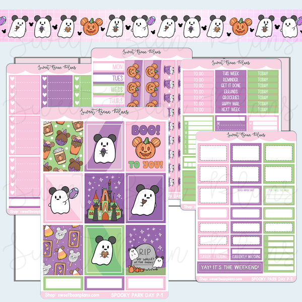 Spooky Park Day Weekly Kit Vinyl Planner Stickers