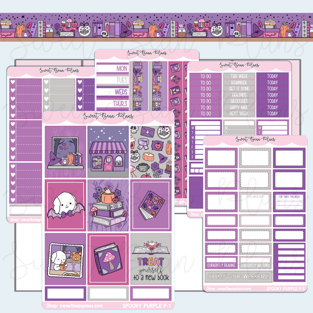 Spooky Purple Weekly Kit Vinyl Planner Stickers
