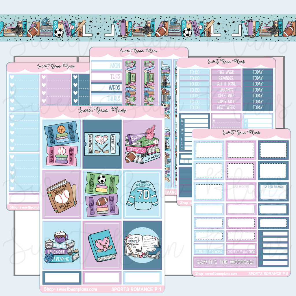 Sports Romance Weekly Kit Vinyl Planner Stickers