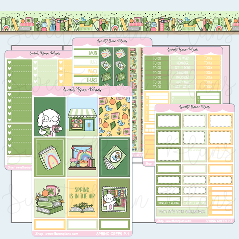 Spring Green Weekly Kit Vinyl Planner Stickers