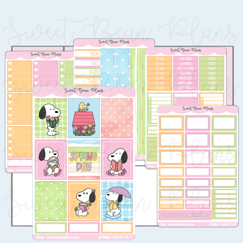 Spring Puppy Weekly Kit Vinyl Planner Stickers