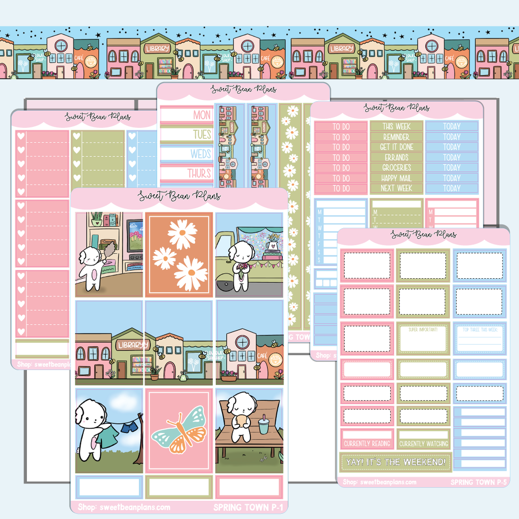 Spring Town Weekly Kit Vinyl Planner Stickers