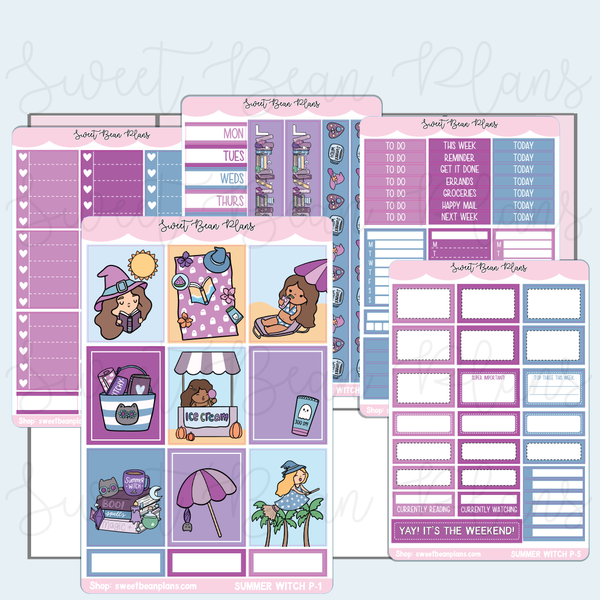 Summer Witch Weekly Kit Vinyl Planner Stickers
