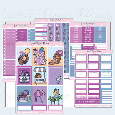 Summer Witch Weekly Kit Vinyl Planner Stickers