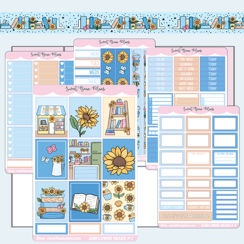 Sunflower Reads Kit Vinyl Planner Stickers