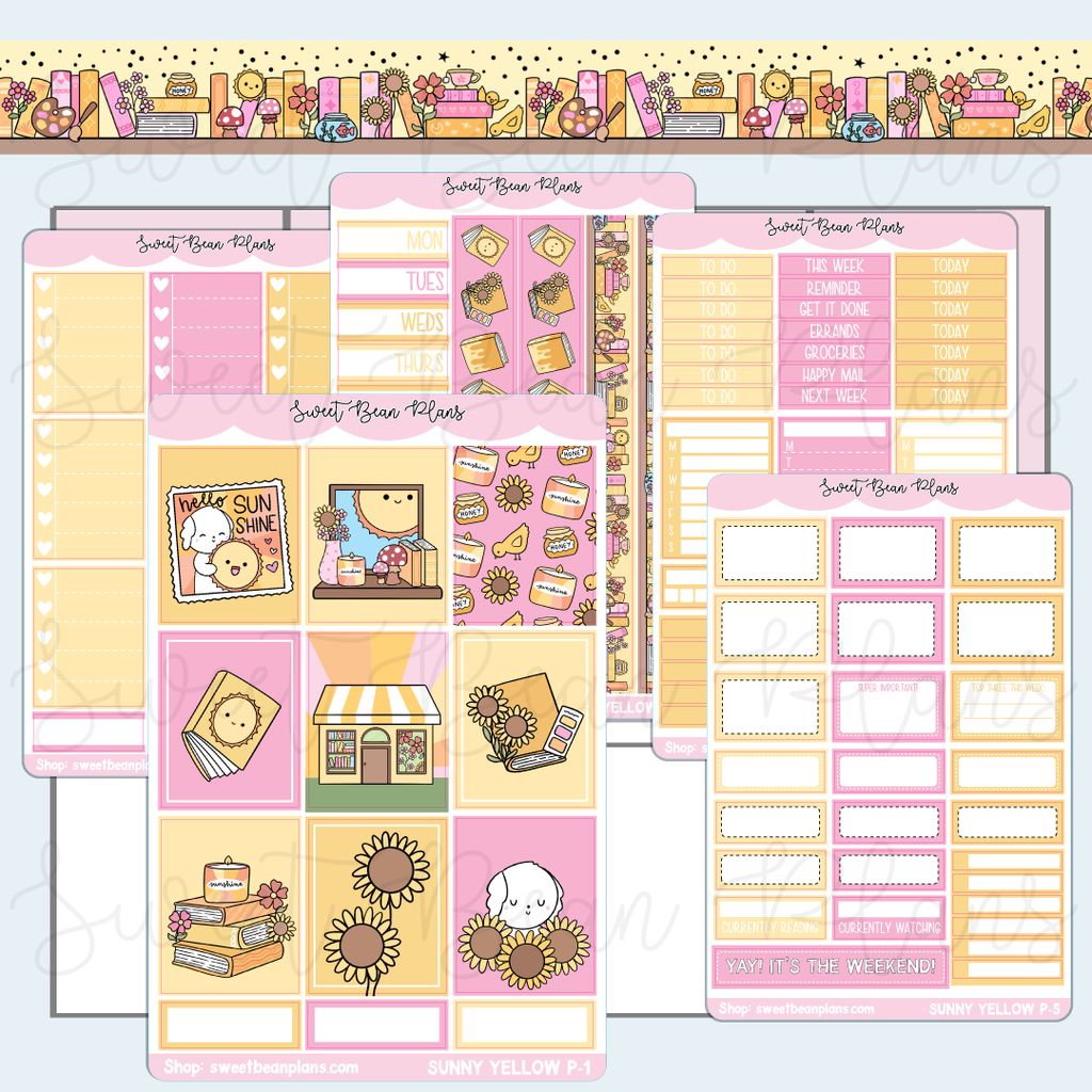 Sunny Yellow Weekly Kit Vinyl Planner Stickers