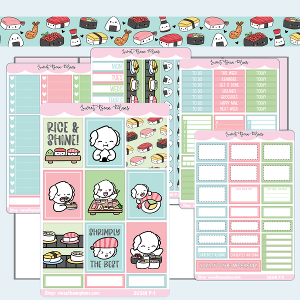 Sushi Weekly Kit Vinyl Planner Stickers