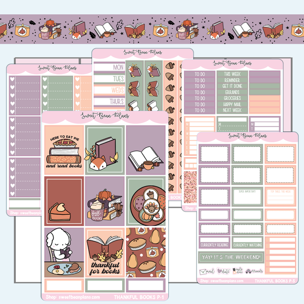 Thankful for Books Vinyl Planner Stickers