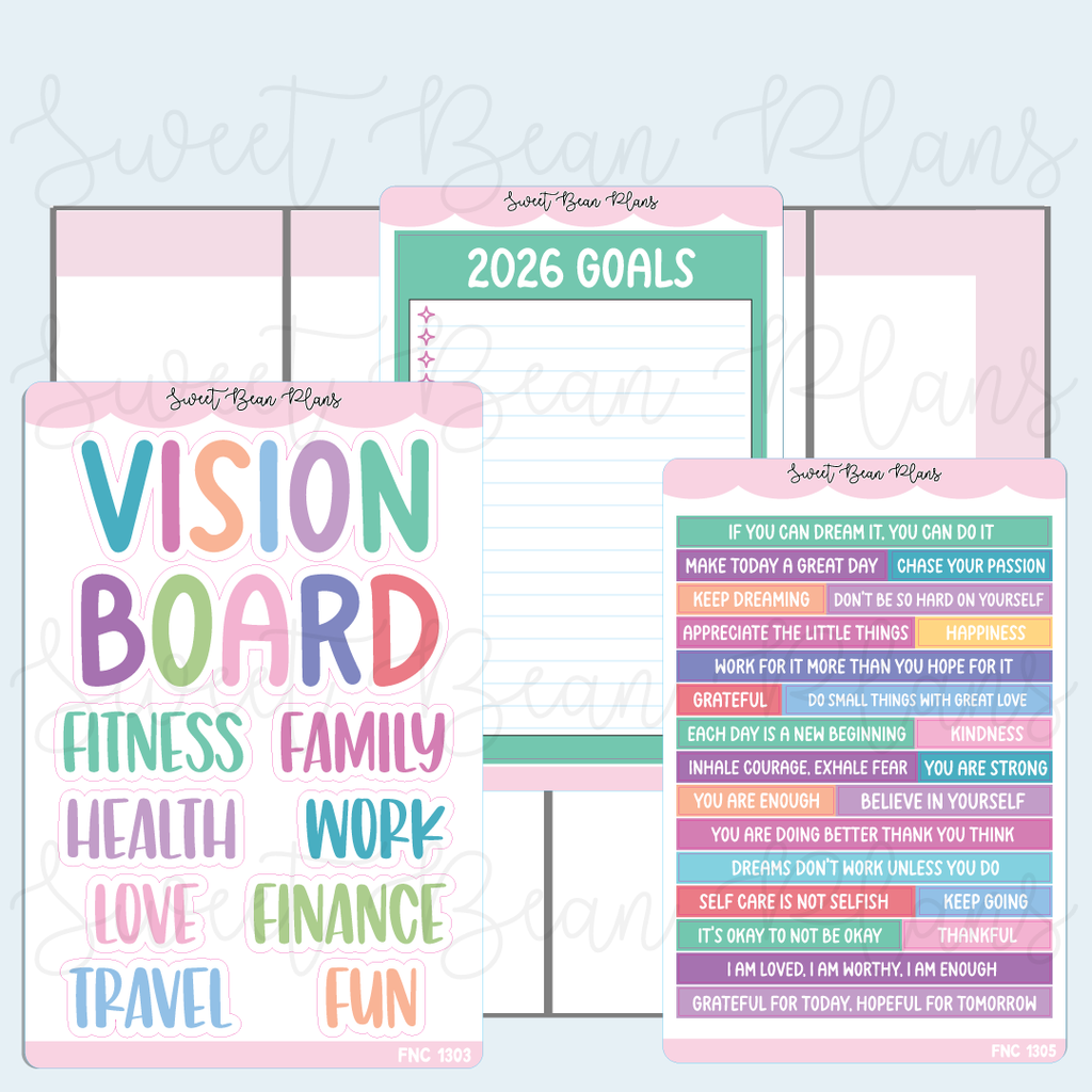 Vision Board Journaling Sticker Bundle | Fnc 1303-05