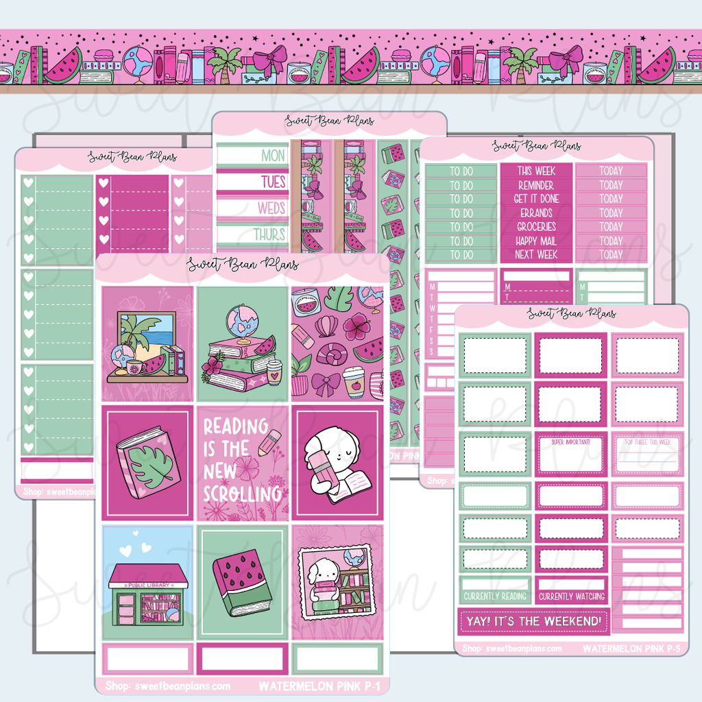 Watermelon Pink Weekly Kit Vinyl Planner Stickers