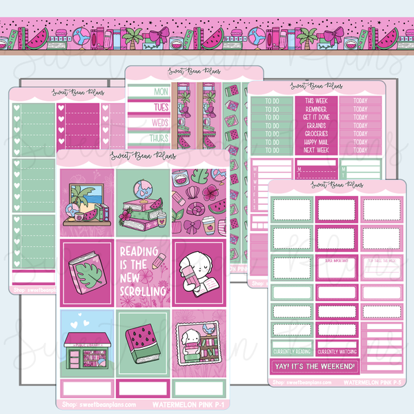 Watermelon Pink Weekly Kit Vinyl Planner Stickers