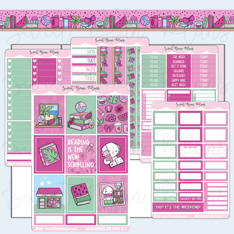 Watermelon Pink Weekly Kit Vinyl Planner Stickers