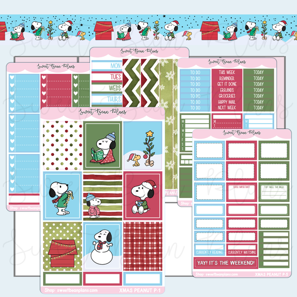 Xmas Peanut Weekly Kit Vinyl Planner Stickers