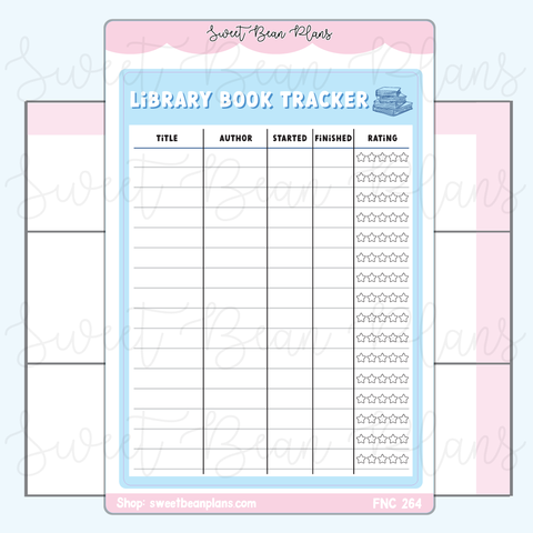 Library Book Tracker Large Functional Vinyl Planner Sticker | Fnc 264