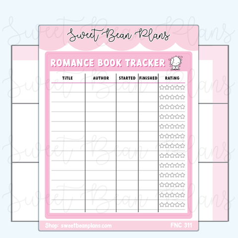 Romance Book Tracker Medium Vinyl Planner Stickers | Fnc 311