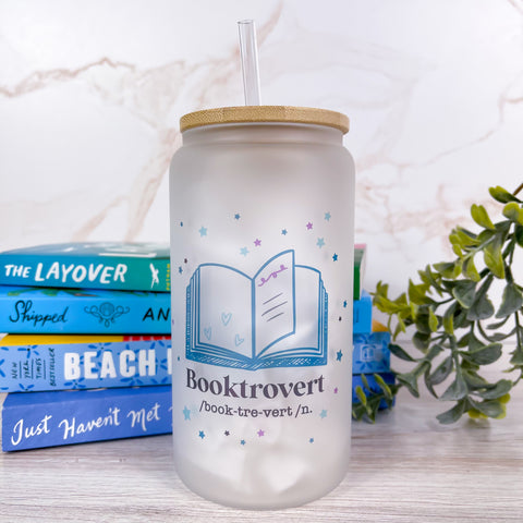 Booktrovert Frosted Can Glass