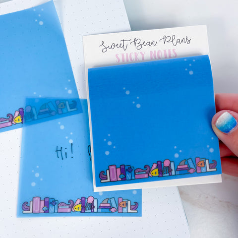 Ocean Bookshelf Vellum Sticky Notes