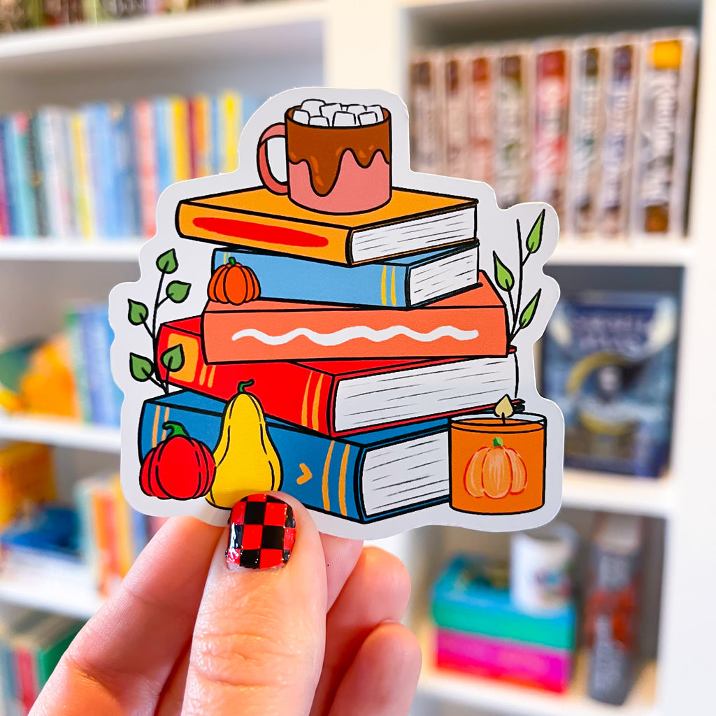 Autumn Book Stack Premium Vinyl Die Cut