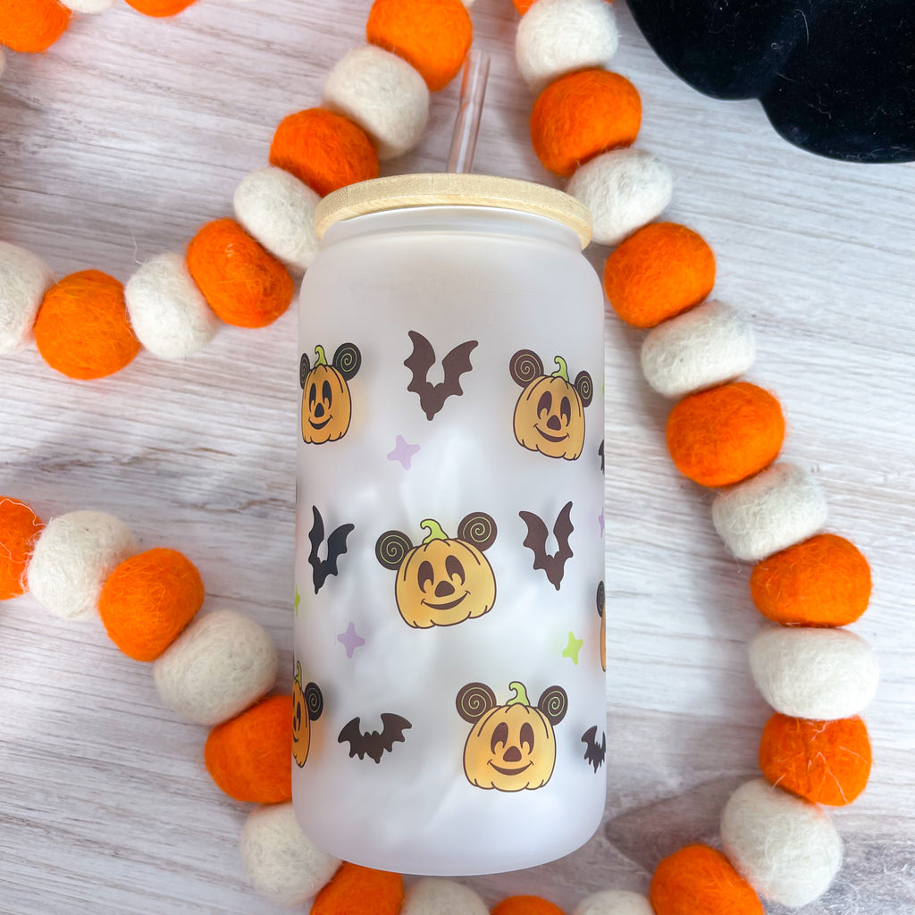 Magical Pumpkins Ghosts Frosted Can Glass