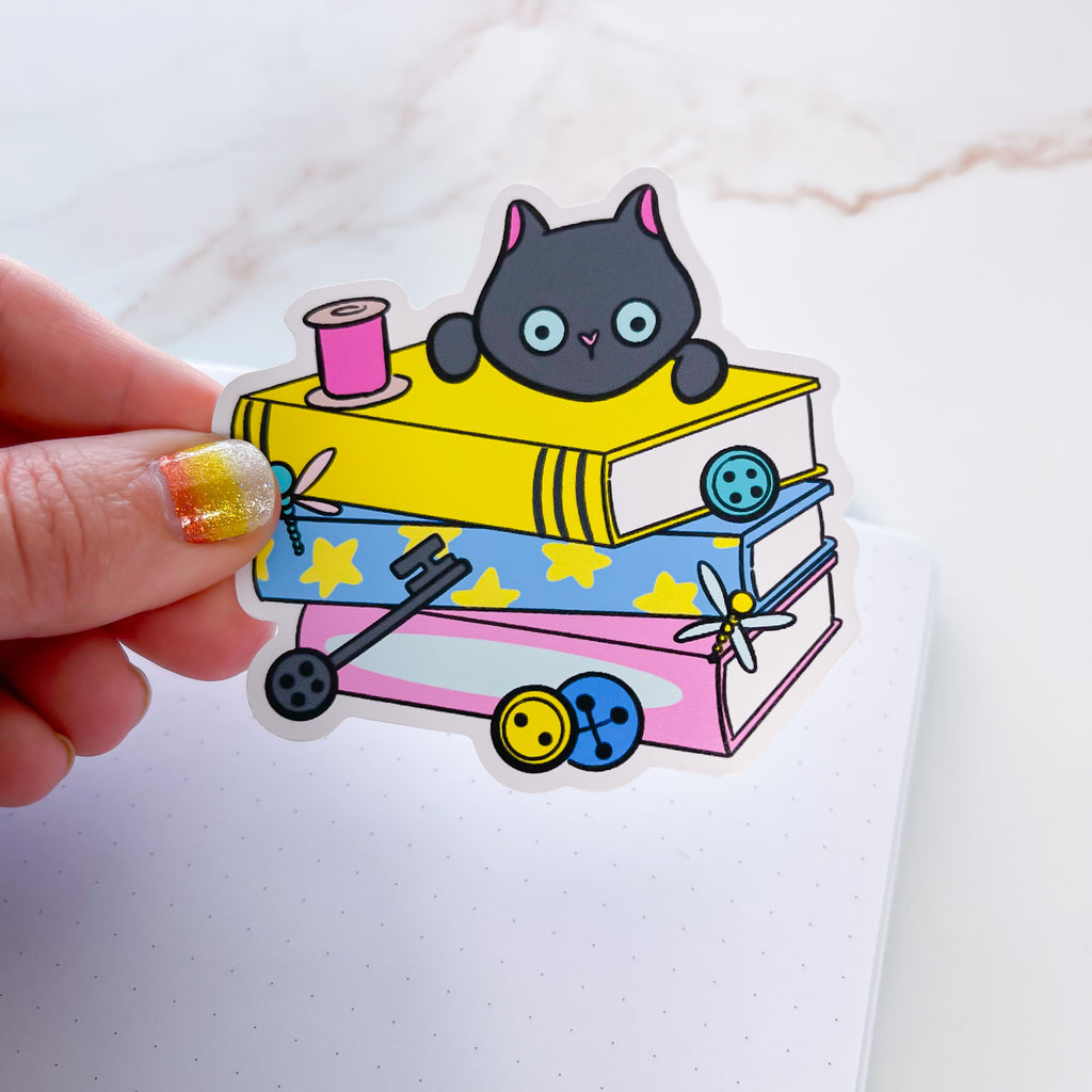 Buttons Book Stack Premium Vinyl Die Cut