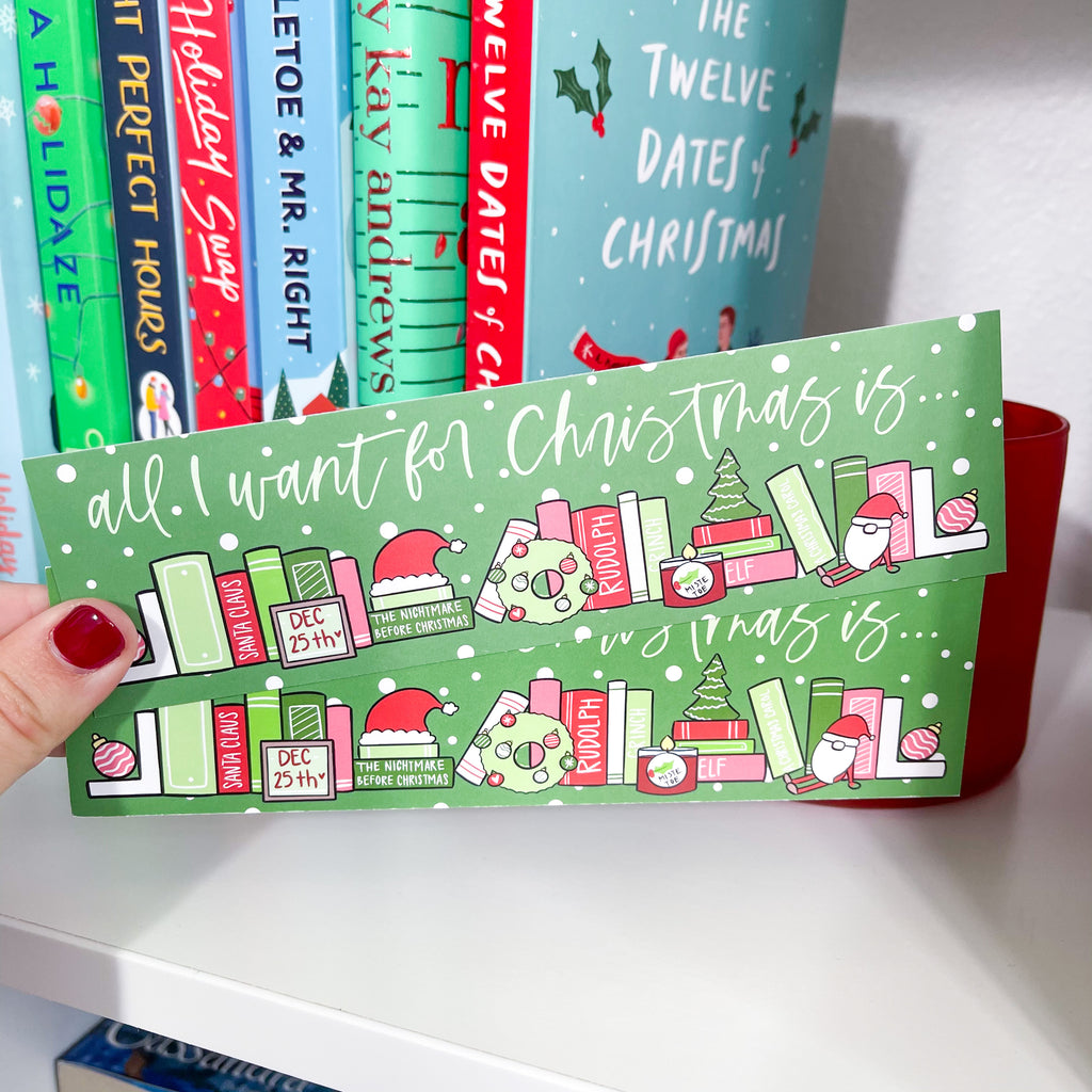 Christmas Bookshelf Premium Card Stock Bookmark