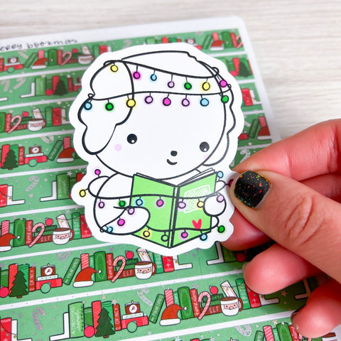 Christmas Reading Bean Premium Vinyl Die Cut