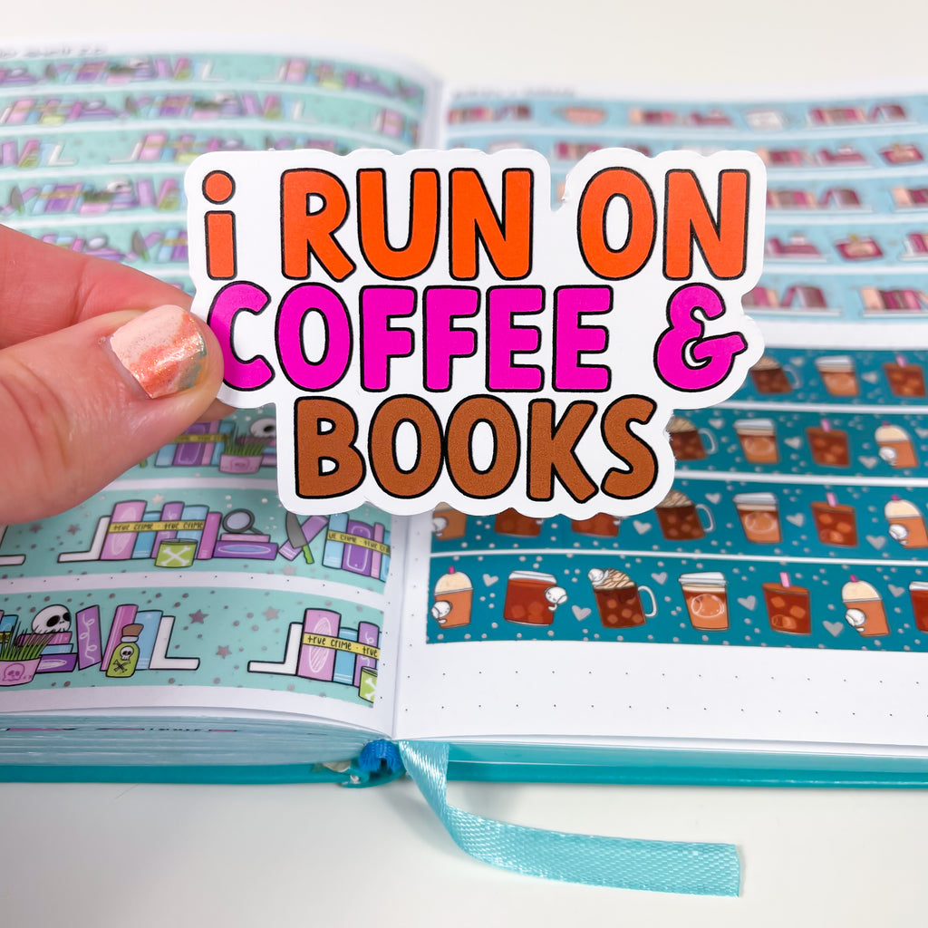 Run on Coffee & Books Premium Vinyl Die Cut