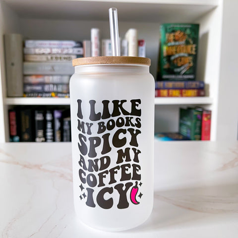 Spicy Books + Iced Coffee Frosted Can Glass