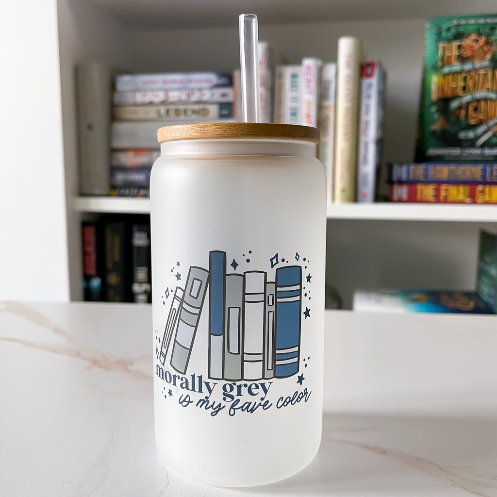 Morally Grey Bookish Frosted Can Glass