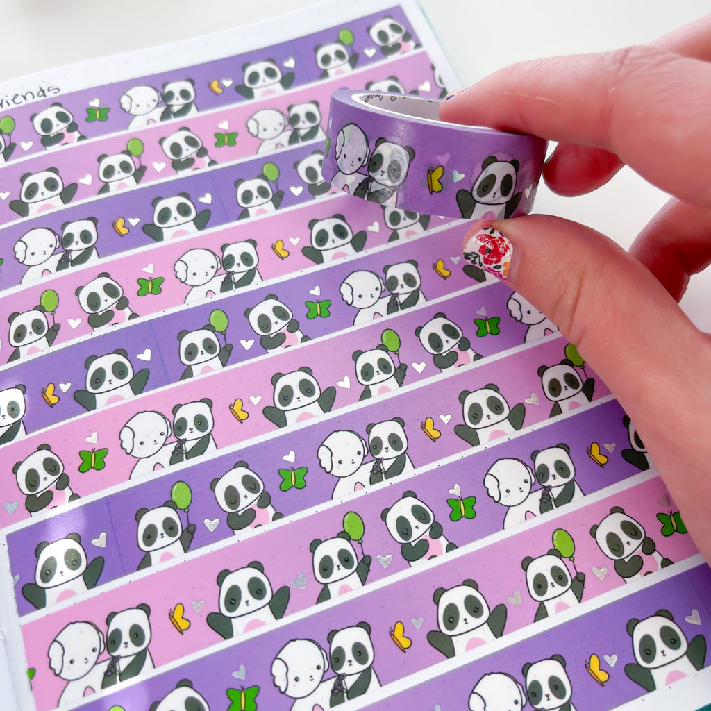 Holo Foil Spring Panda Washi Tape (15mm)