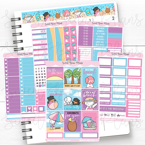 Beach Besties Weekly Kit Vinyl Planner Stickers