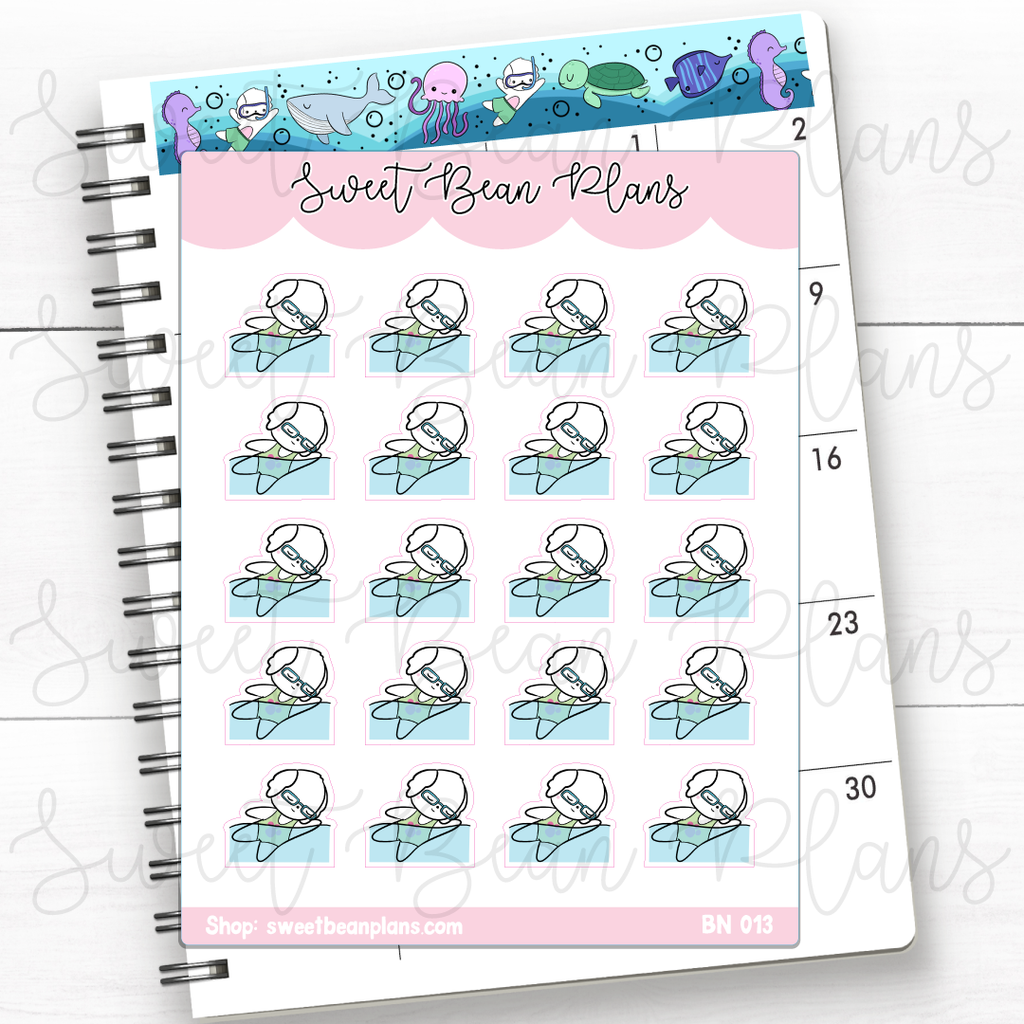 Swimming Bean Vinyl Planner Stickers | Bn 013