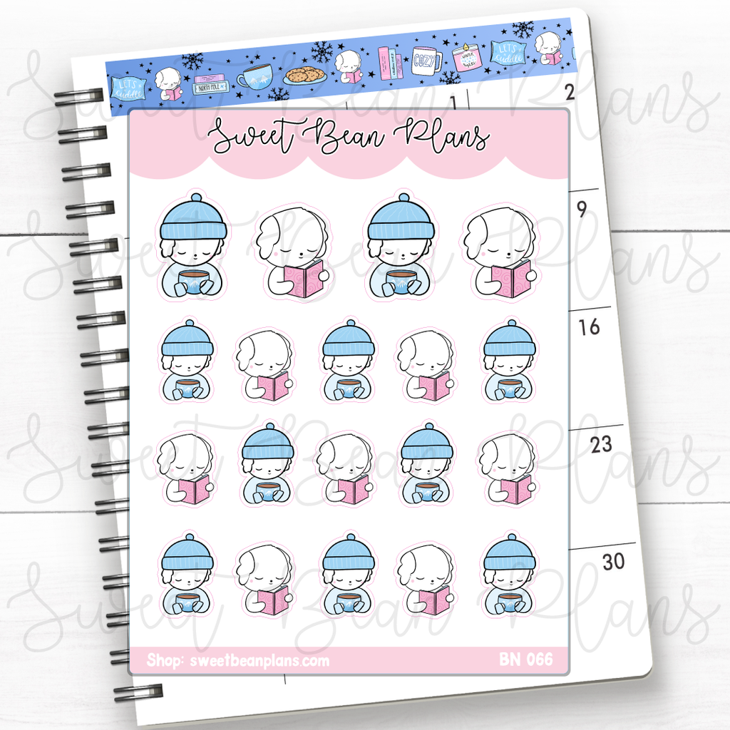 Cozy Winter Bean Vinyl Planner Stickers | Bn 066