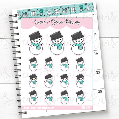 Snowman Bean Vinyl Planner Stickers | Bn 067