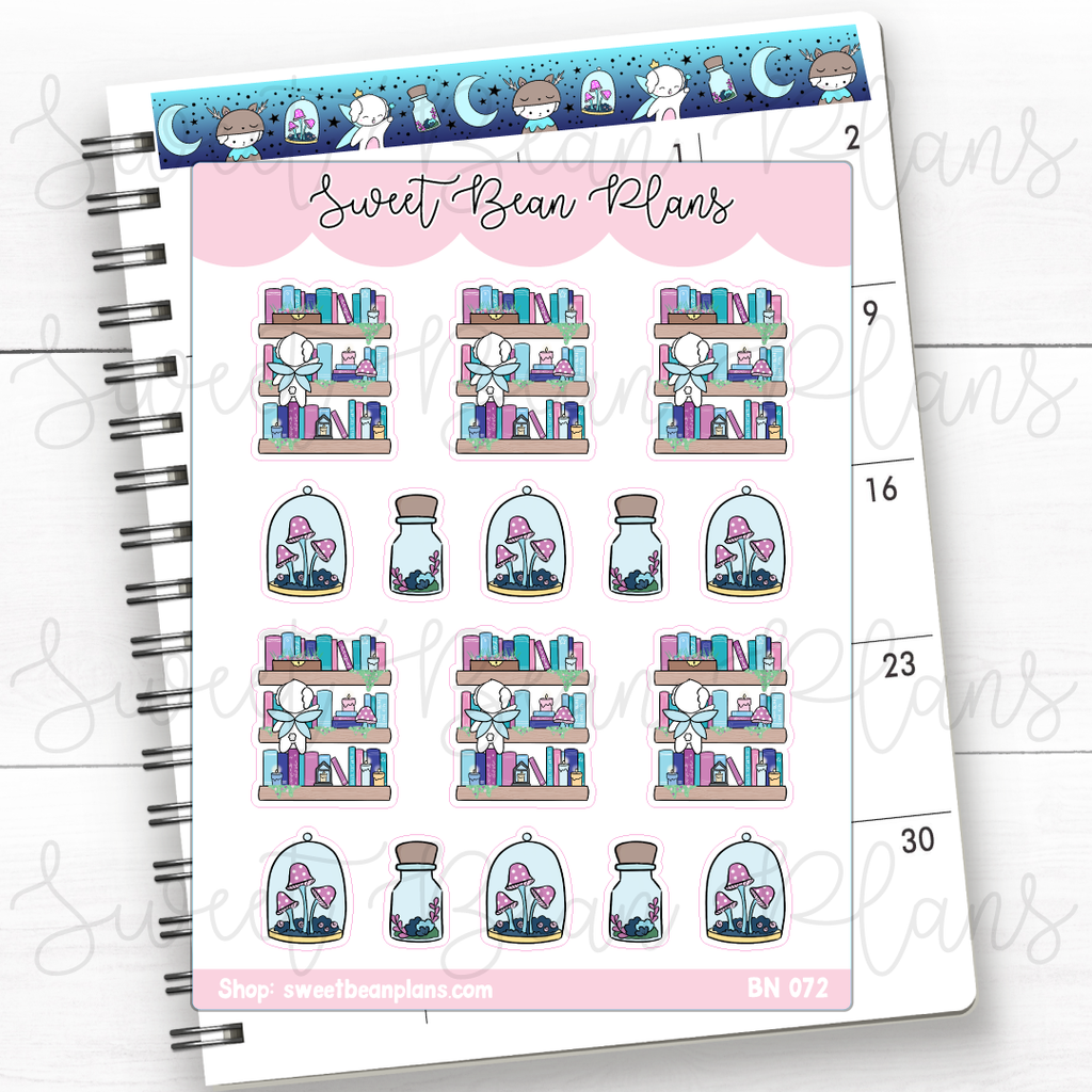 Fairy Library Bean Vinyl Planner Stickers | Bn 072