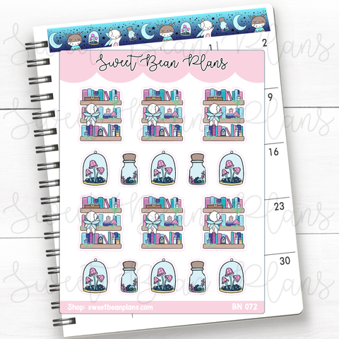 Fairy Library Bean Vinyl Planner Stickers | Bn 072