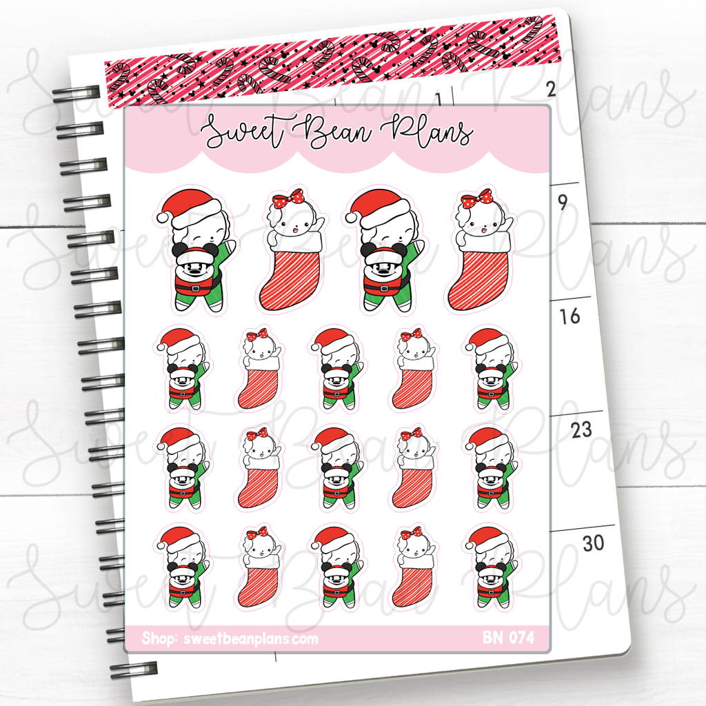 Main Street Xmas Beans Vinyl Planner Stickers | Bn 074