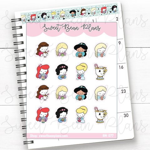 Peppermint Princess Beans Vinyl Planner Stickers | Bn 077